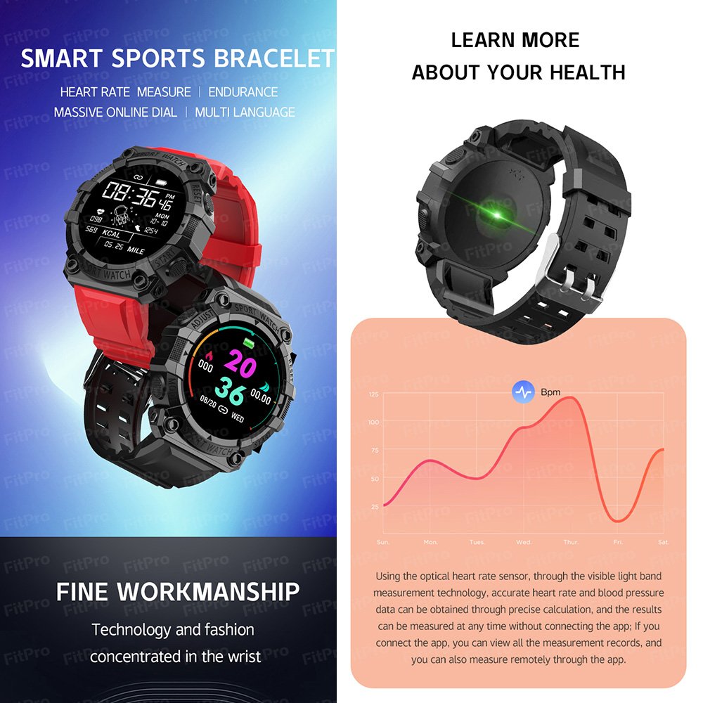 Factory OEM Outdoor Color Smart Watch Sports Bracelet Watch for Men Women Waterproof Fitness Tracker Reloje Inteligente FD68